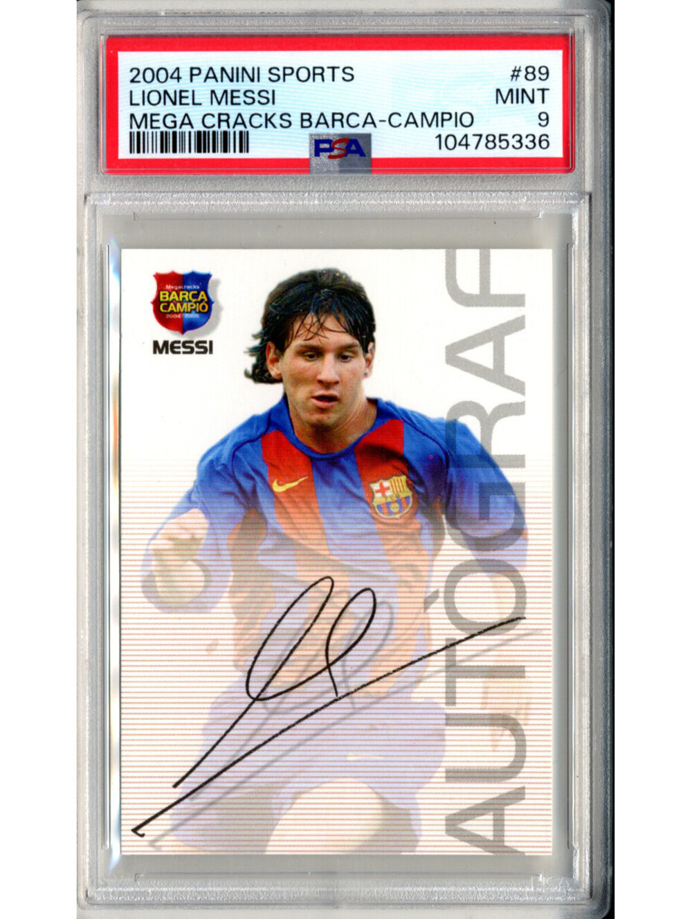 2004-05 Panini Sports Mega Cracks Barca-Campio #89 Lionel Messi Rookie RC PSA 9